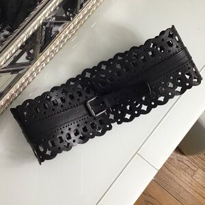 Black BCBG Laser Cut Corset Belt